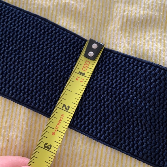 Retro navy blue elastic belt with bow - Picture 6 of 7